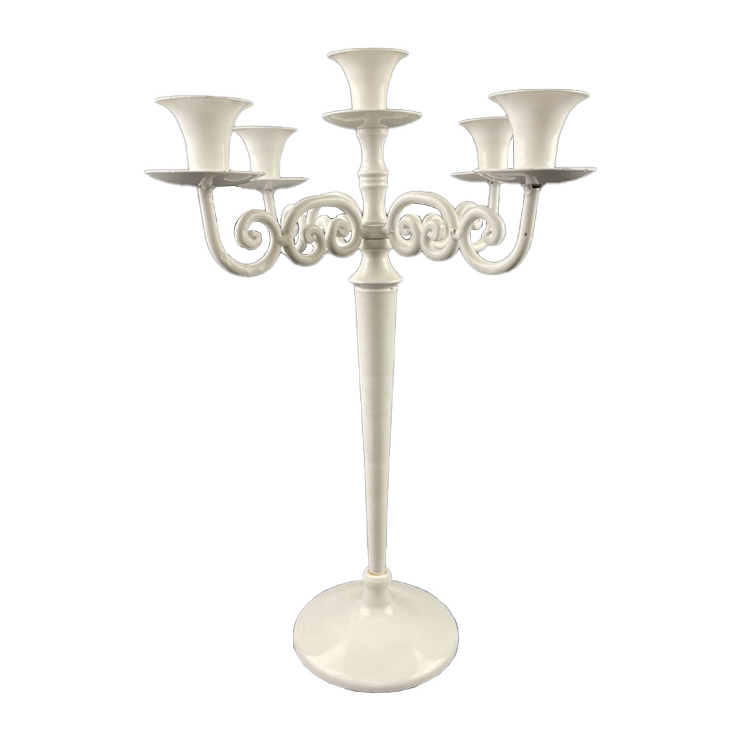 Candelabro 5 braccia bianco h44