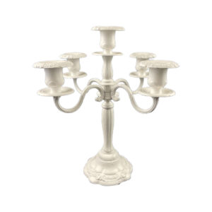 Candelabro 5 braccia bianco h34
