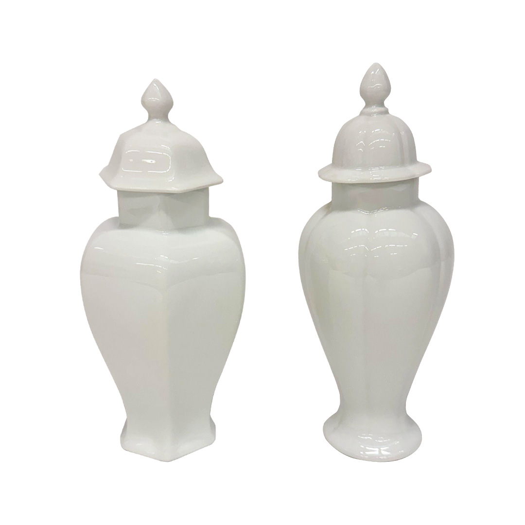 All White Vaso con coperchio H25