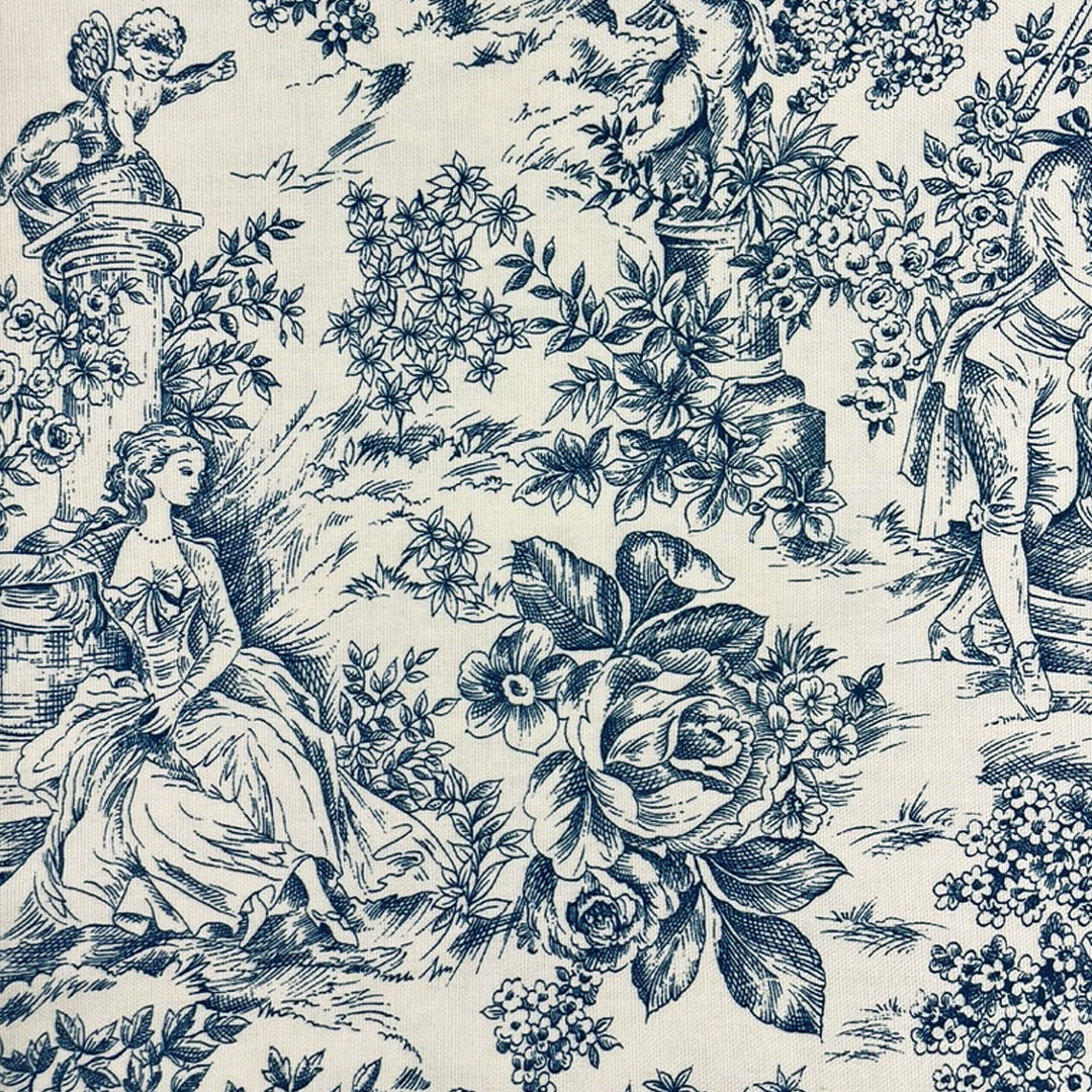 Tovaglia Toile de Jouy romantica blu