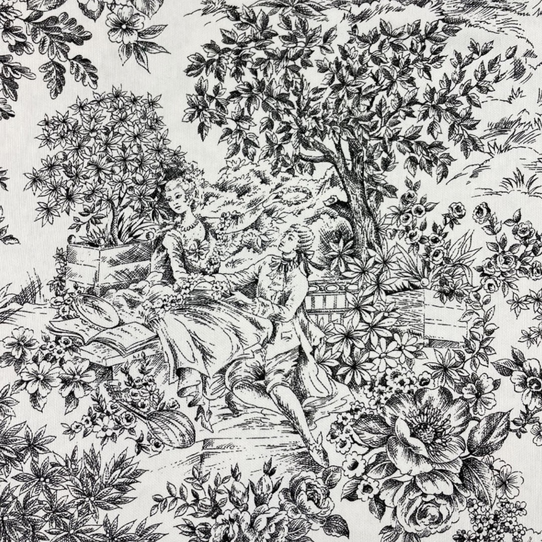 Tovaglia Toile de Jouy romantica nero