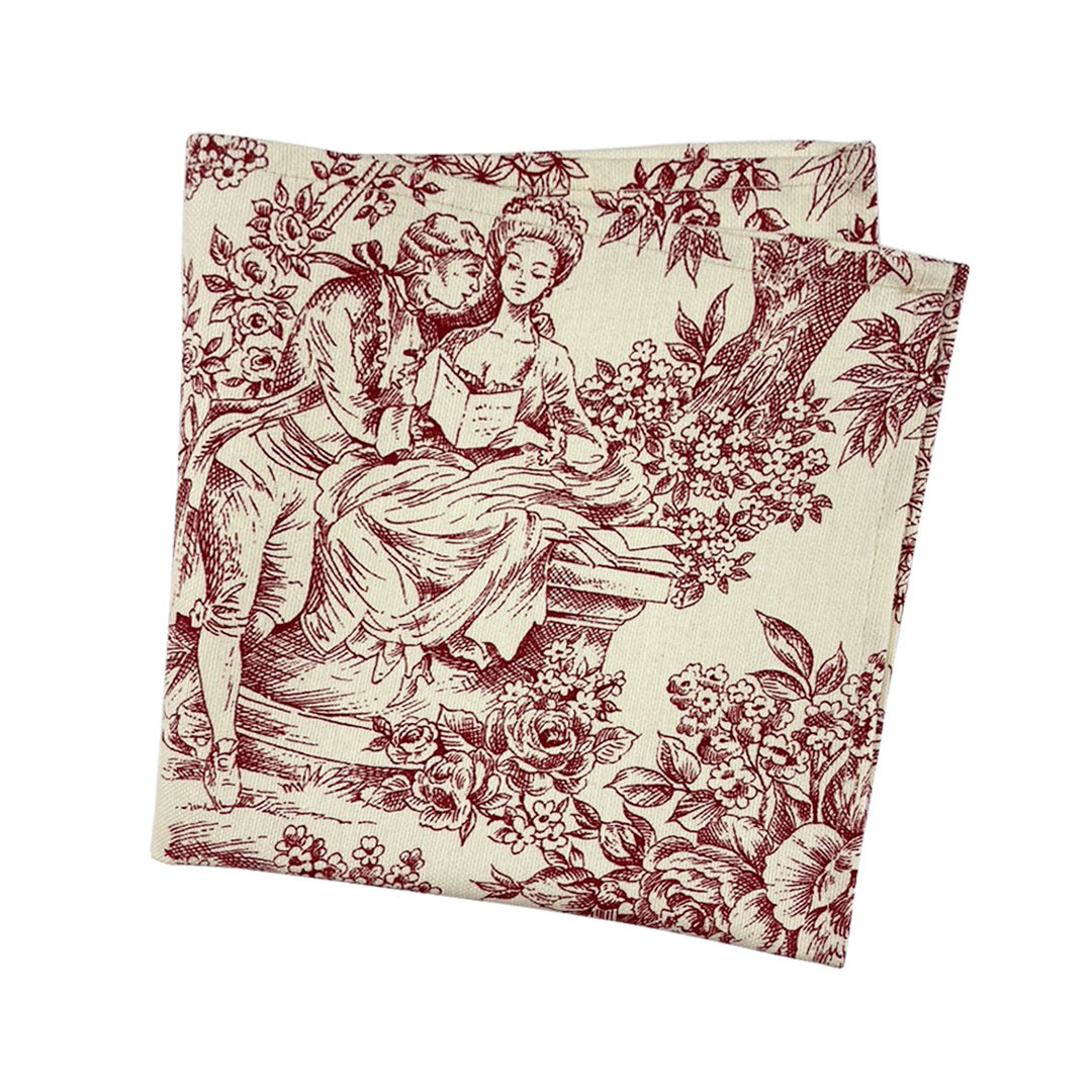 Tovagliolo Toile de Jouy romantica rosso