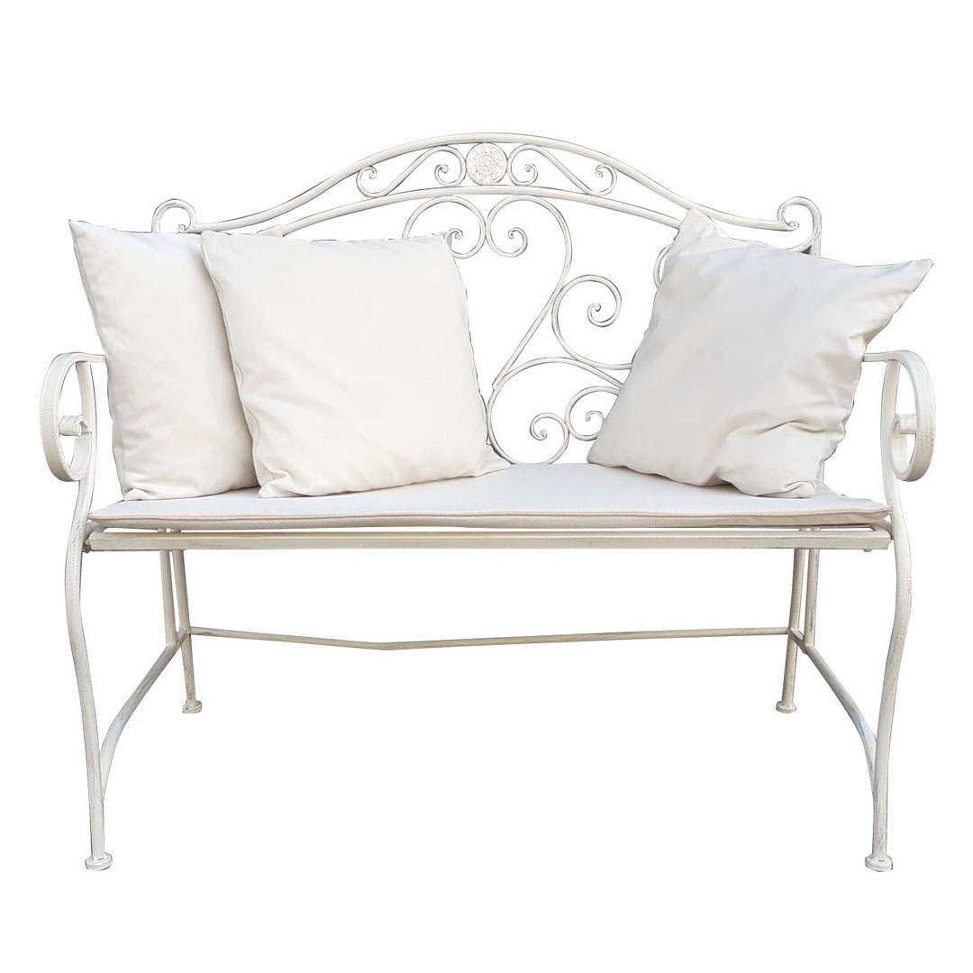 Panchina Miu Bianca in ferro bianco antico - immagine 2