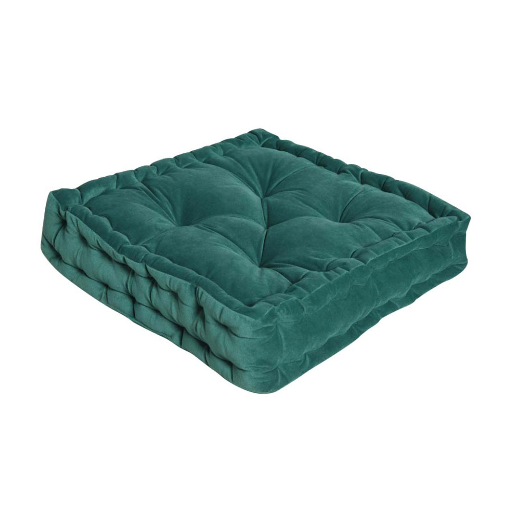 Pouf Suolo velluto verde petrolio
