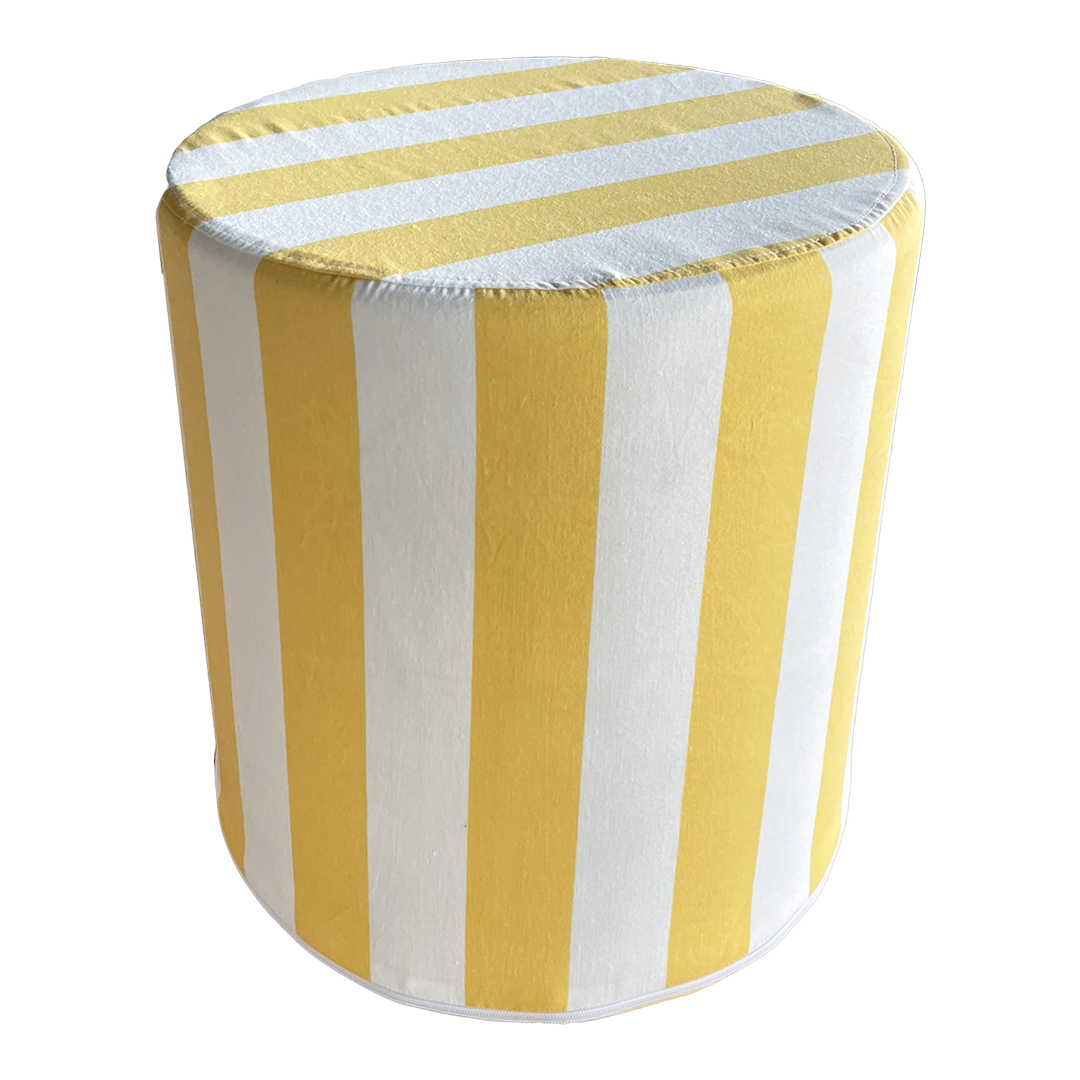 Pouf Pallino 39 Tessuto riga bianca/gialla