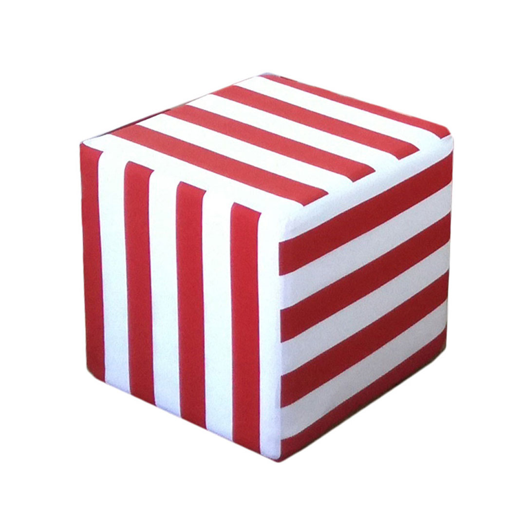 Pouf 45 Tessuto riga bianca/rossa