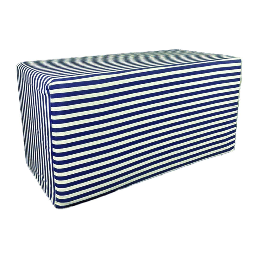 Pouf Riga 90 Tessuto riga bianca/blu