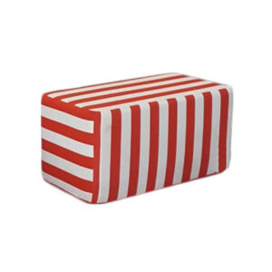 Pouf Riga 90 Tessuto riga bianca/rossa