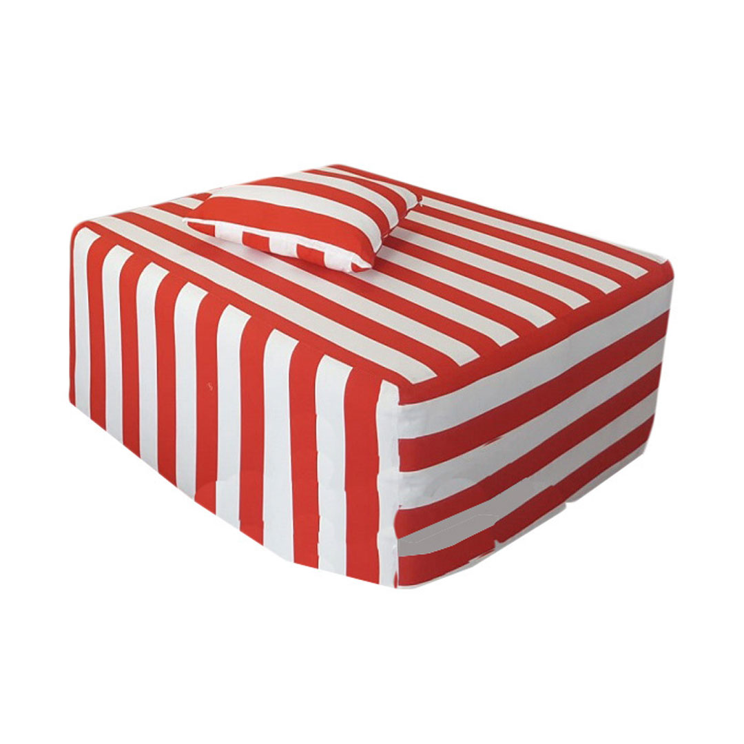Pouf Quadrotto 90 Tessuto riga bianca/rossa