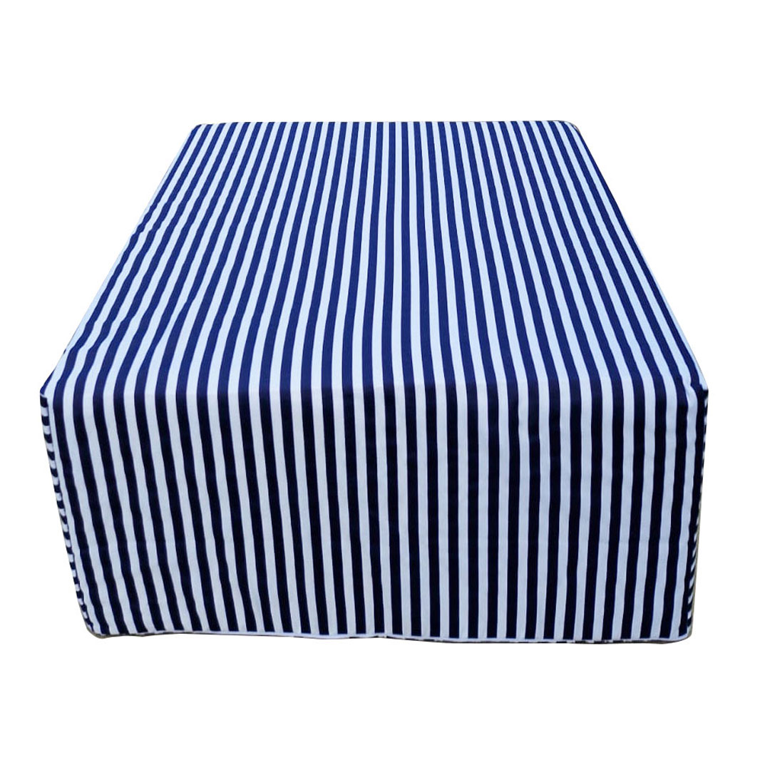 Pouf Quadrotto 90 Tessuto riga bianca/blu