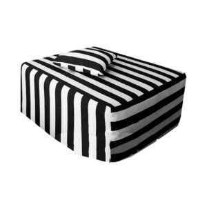 Pouf Quadrotto 90 Tessuto riga bianca/nera