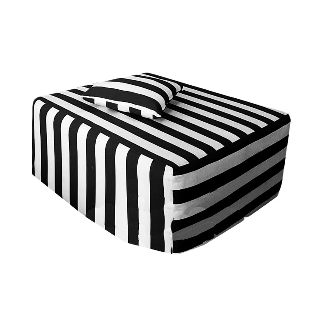 Pouf Quadrotto 90 Tessuto riga bianca/nera