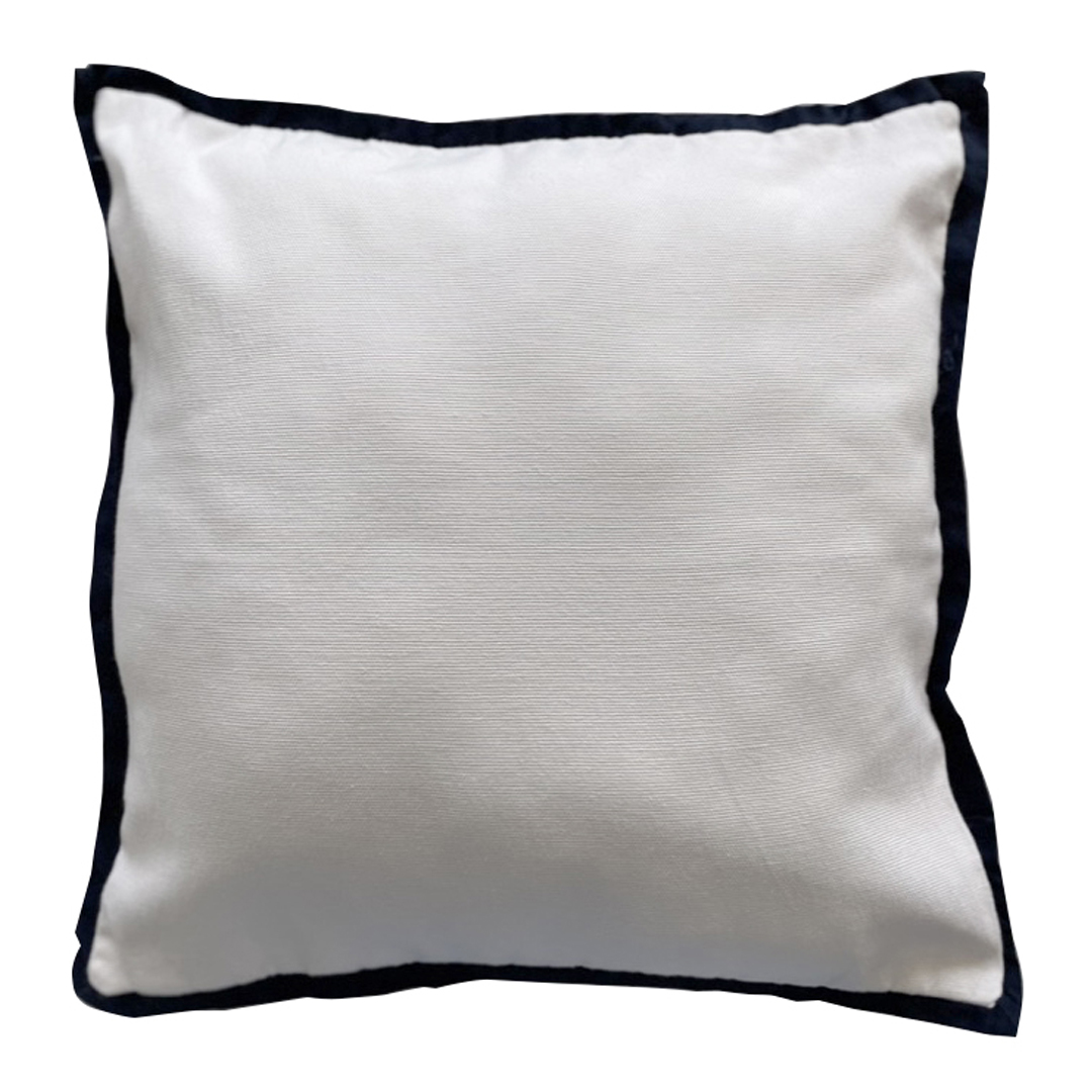 Cuscino 40x40 bianco Gemma e bordo blu