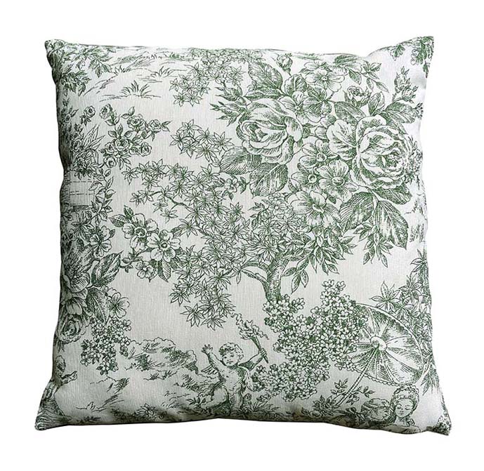 Cuscino 42x42 Toule de Jouy verde