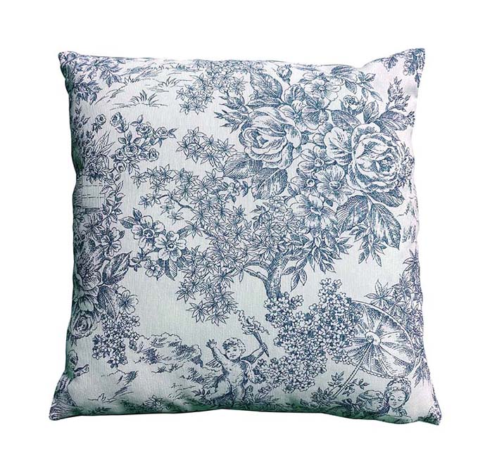 Cuscino 42x42 Toule de Jouy blu