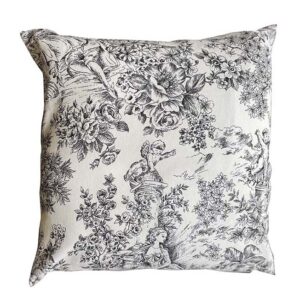 Cuscino 42x42 Toule de Jouy nero
