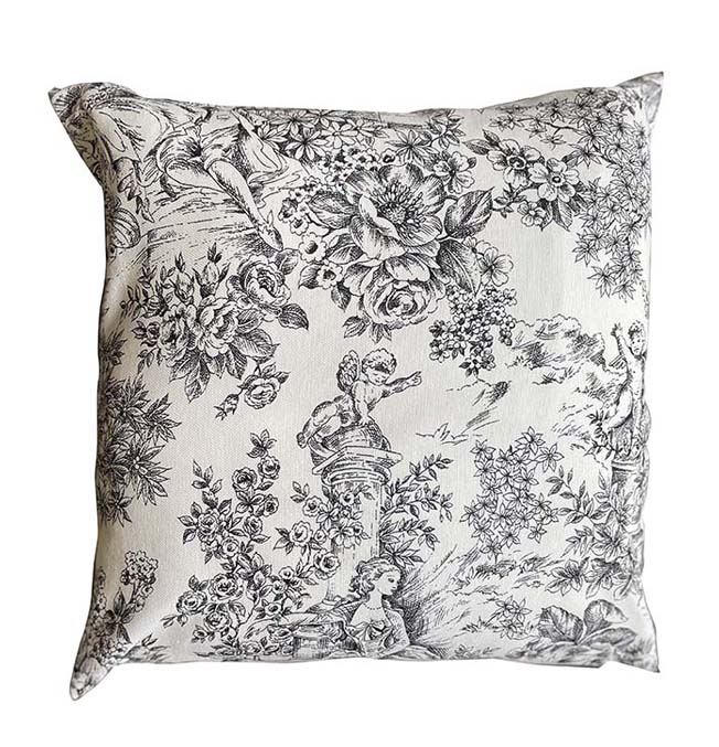 Cuscino 42x42 Toule de Jouy nero