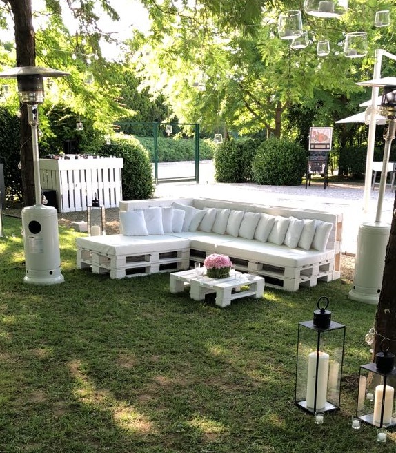Divano Pallet angolare bianco - immagine 2