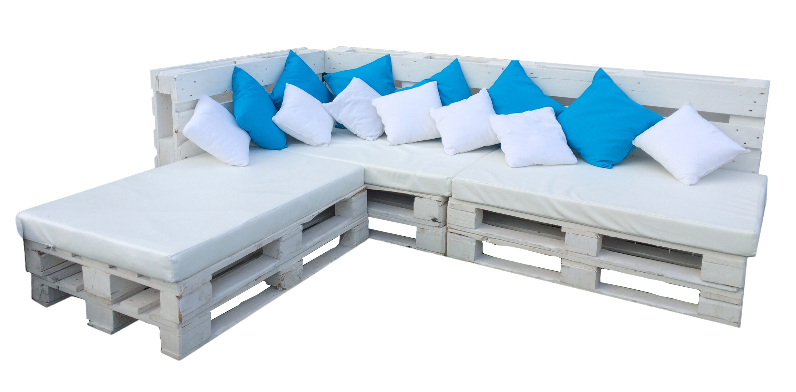 Divano Pallet angolare bianco